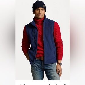Ralph Lauren Fleece Mock Neck Vest Blue Size S